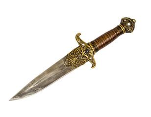 Ancient Dagger with Gold and Jewel Decorations, Isolated High-Resolution PNG