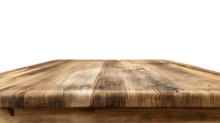 Empty wooden table or counter isolated on transparent background — high resolution PNG cutout with natural wood grain, clean clipping path mockup for product display, food photography backdrop