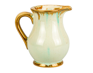 Ceramic Pitcher with Iridescent Glaze and Subtle Texture, Isolated on Transparent Background, PNG