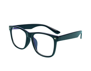 Classic Black-Rimmed Eyeglasses, Simple Design Focus, Transparent Background, PNG