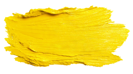 Vivid yellow paint stroke — high-resolution PNG cutout, isolated on transparent background with realistic acrylic brush texture for clean compositing