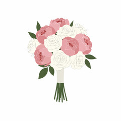 Fototapeta premium Elegant Bridal Bouquet of Pink Peonies and White Roses