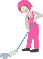 일하는 청소부 할머니