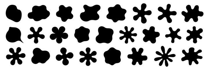 Black Blob Shape Collection with Abstract Organic Fluid Forms in Solid Silhouette blob, blobs, shape, shapes, abstract