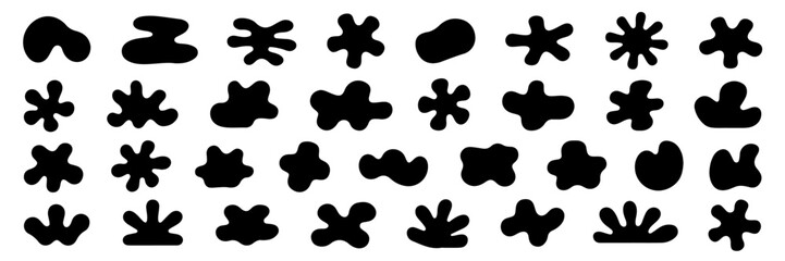 Black Blob Shape Collection with Abstract Organic Fluid Forms in Solid Silhouette blob, blobs, shape, shapes, abstract
