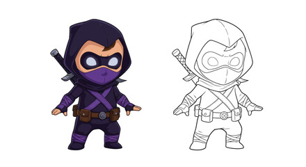 Fototapeta premium Baby Shadow Superhero Coloring Sheet for Kids Stealthy Darkness Hero Activity