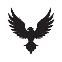 Obraz premium Majestic black silhouette of an eagle with wings spread wide in flight