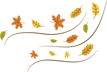 Autumn leaves blowing in the wind vector
