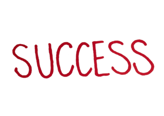 Hand-drawn word "SUCCESS" in red uppercase letters, representing achievement, motivation, and the concept of winning.