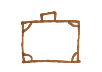Minimalist hand-drawn sketch of a suitcase in brown, ideal for travel, vacation, and business trip concepts.