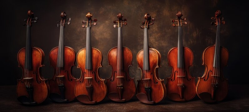 The beautiful arrangement of vintage violins showcasing craftsmanship and elegance.