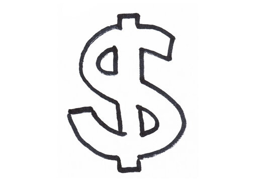 A simple, hand-drawn dollar sign in a thick black outline, symbolizing money, finance, economy, or business.