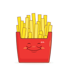 fries potatoes sleep face cartoon cute
