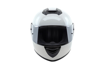 Fototapeta premium White motorcycle helmet with tinted visor isolated on transparent background