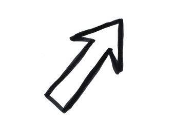 A simple, hand-drawn black arrow with a jagged, 