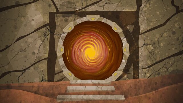 star portal gate in ancient ruins