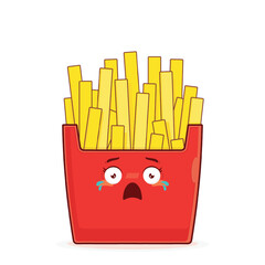 fries potatoes scared face cartoon cute