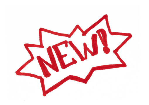 A vibrant red, hand-drawn starburst shape with the word "NEW!" in the center, conveying a sense of novelty, excitement, and a fresh start. - Powered by Adobe