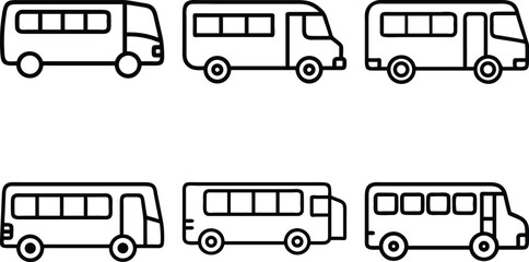 Simple Bus Icons Transportation Vehicle Set Graphic Design Element