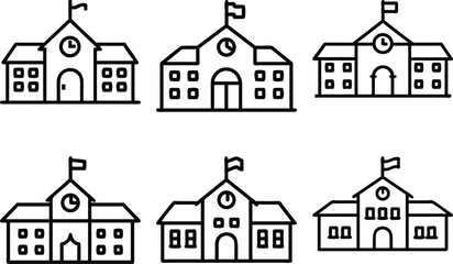 School Building Icons Education Institution College University Campus