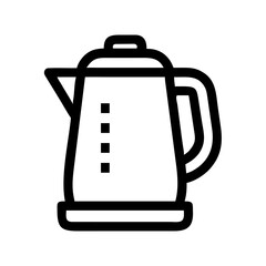A minimal black and white outline icon of an electric kettle