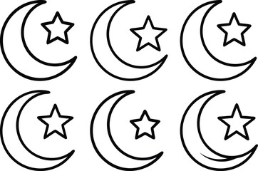 Crescent Moon and Star Pattern Islamic Design Ramadan Eid Mubarak