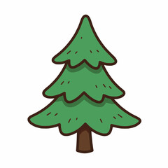 Fototapeta premium Cute Cartoon Evergreen Tree: Simple Vector Illustration