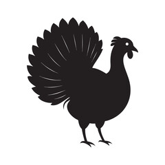 Silhouette of a male turkey with its tail feathers fanned out displaying its proud stance