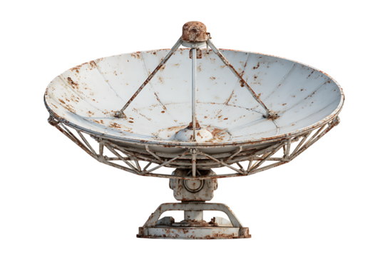 Large radio telescope dish isolated on transparent background - Powered by Adobe