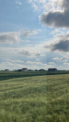 Countryside Landscape with Field and Village