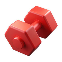 3d red hexagonal dumbbell isolated on transparent background