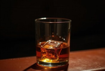 glass of whiskey on black background