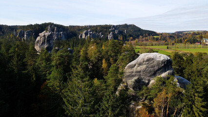 Adrspach rocks view from above Drone landscape Adrspach Czech Republic