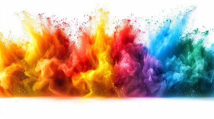 Vibrant Explosion of Powdered Colors on white  Background, Abstract image of dancing flames in vivid colors, fire, flames, heat, burning, hot, energy, danger, powerful, abstract, vivid
