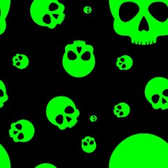 Neon Glowing Green Skull Seamless Pattern Design for Sublimation and decorative halloween
