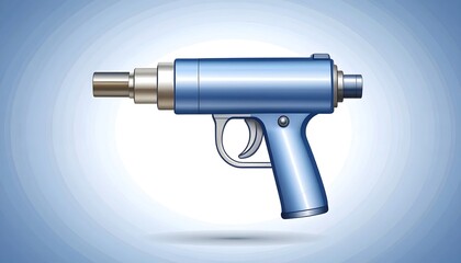 A stylized, blue gun-shaped tool