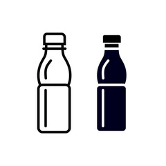 A vector icon of a classic milk or drink bottle in both outline and solid versions. Perfect for food and beverage websites, apps, and packaging designs.
