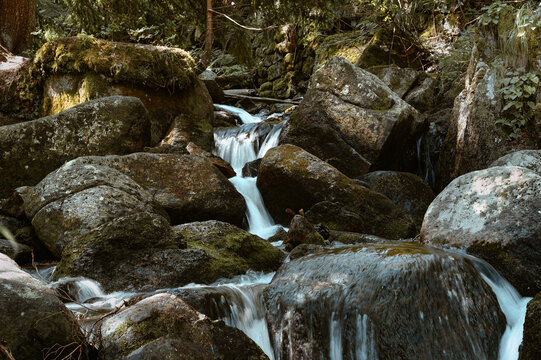 water flowing in the rocks