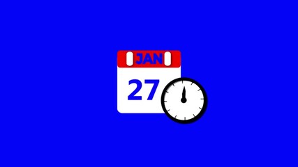 January month 27 date calendar icon animation. Digital calendar design icon animation 4k video.