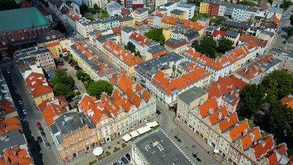 Obraz premium city ​​architecture europe drone flyover old town Opole Poland