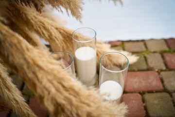 Candle and flower decoration at the wedding ceremony