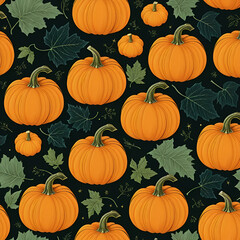 Seamless pattern with pumpkins