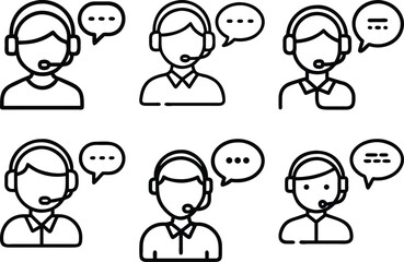 Customer Support Icons Set Communication Helpdesk Agents