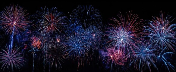 Fototapeta premium The stunning fireworks display illuminating the night sky in vibrant colors.