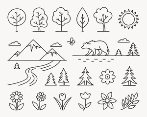 set of mountain icons