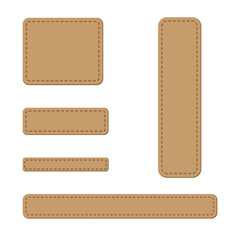レザークラフトのワッペンのようなバナーのイラストセット