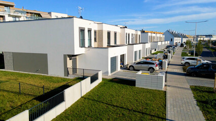 Modern area houses streets townhouse nature city