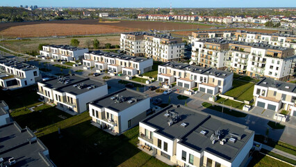 Fototapeta premium Modern area houses streets townhouse nature city