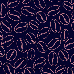 Hand drawn Coffee Beans background. Seamless pattern of coffee beans. Decoration for background or wrapping.
