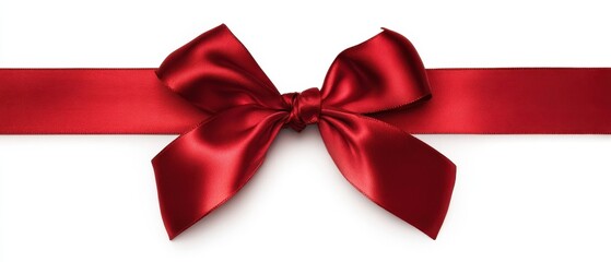 The elegant red satin bow tied perfectly on a smooth ribbon.